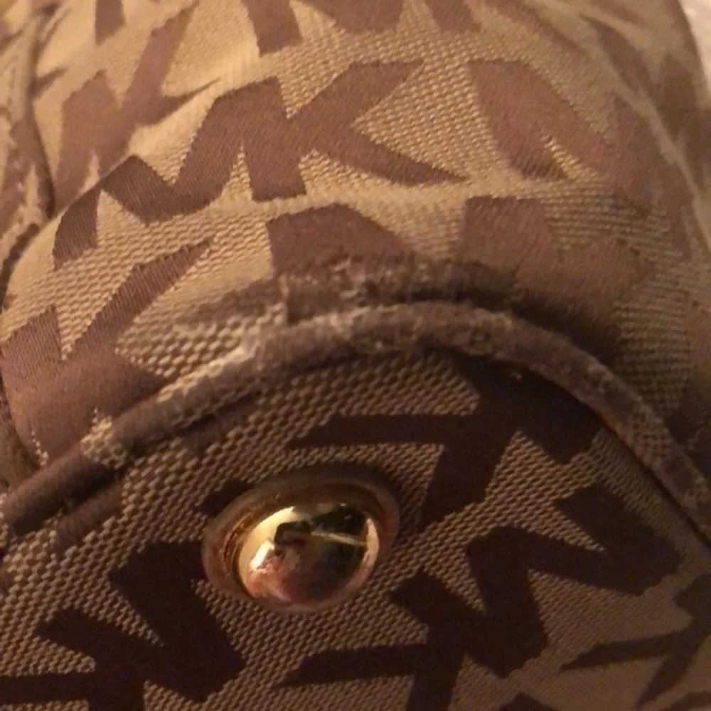 Michael kors signature brown khaki tote bag gold straps